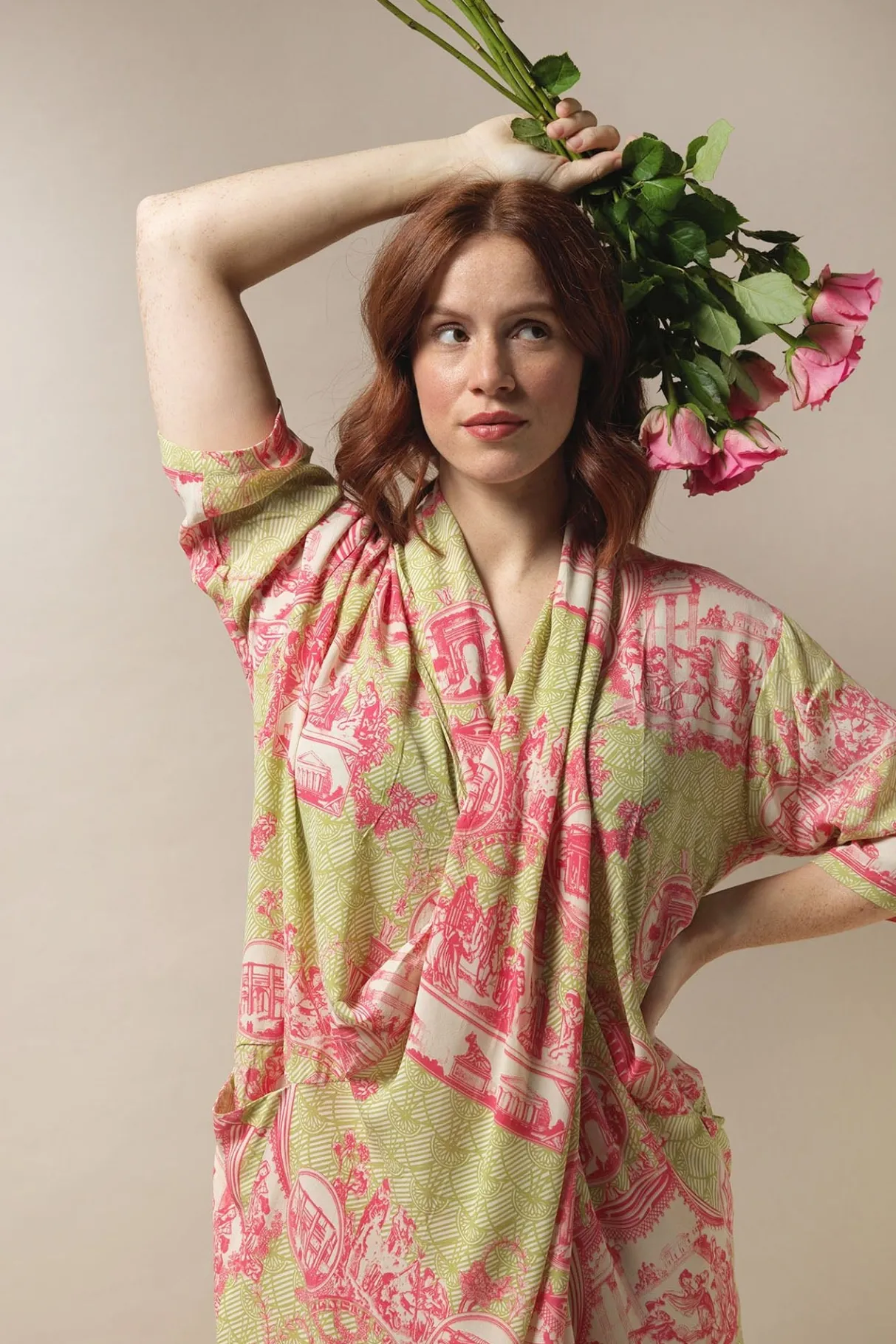 ancient_columns_olive_rachel_dress_1.webp Shop One Hundred Stars Ancient Columns Olive Rachel Dress