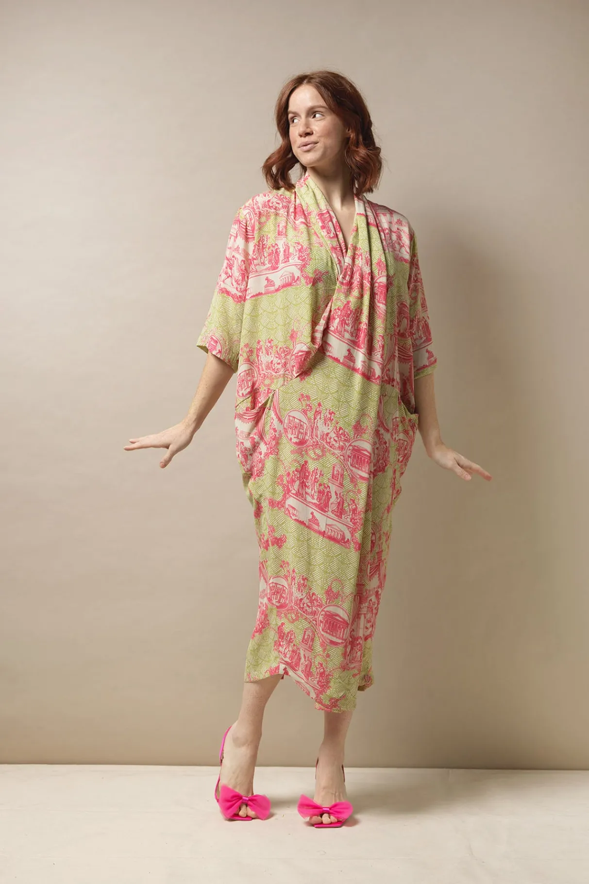ancient_columns_olive_rachel_dress_3.webp Shop One Hundred Stars Ancient Columns Olive Rachel Dress