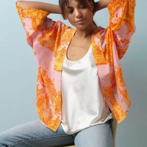 Best One Hundred Stars Ancient Columns Orange Kimono