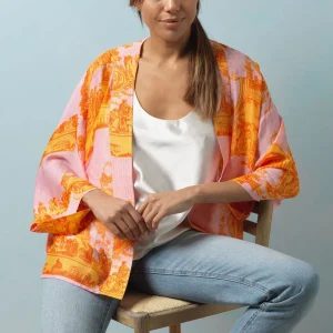 Best One Hundred Stars Ancient Columns Orange Kimono