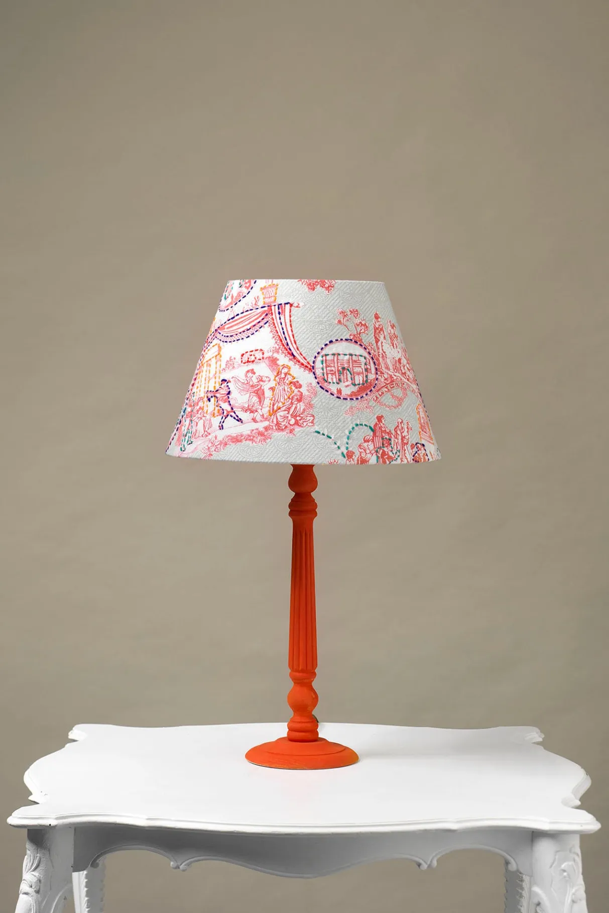 ancient_columns_pink__tapered_lampshade_0-2.webp Store One Hundred Stars Ancient Columns Pink 14" Tapered Lampshade