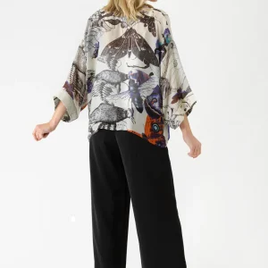 Hot One Hundred Stars Butterflies Cobalt Kimono