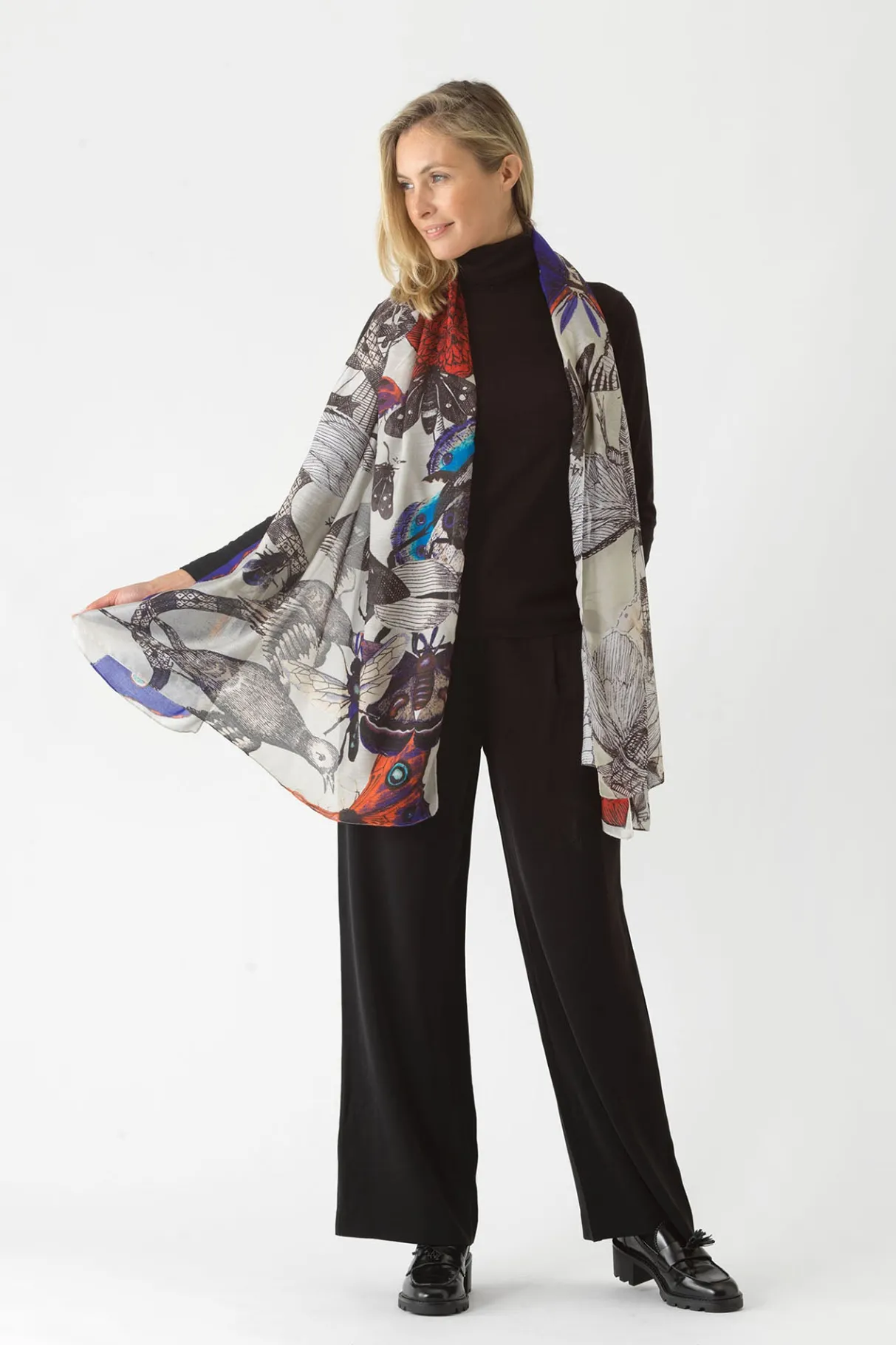 butterflies_cobalt_scarf_0.webp Fashion One Hundred Stars Butterflies Cobalt Scarf