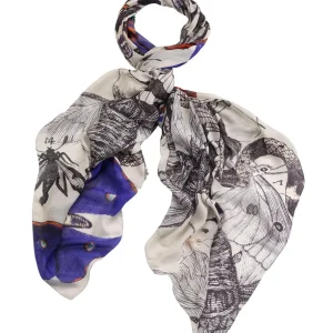 Fashion One Hundred Stars Butterflies Cobalt Scarf