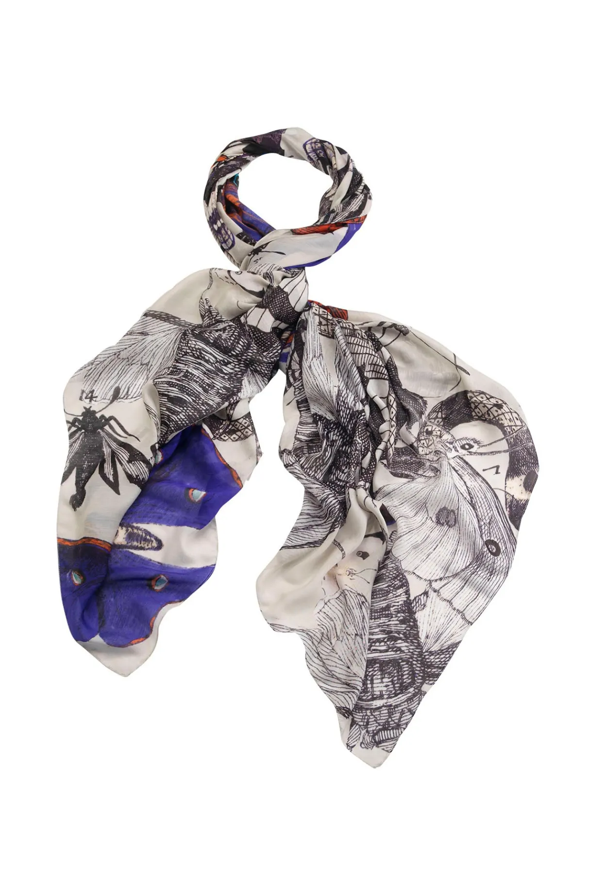 butterflies_cobalt_scarf_1.webp Fashion One Hundred Stars Butterflies Cobalt Scarf