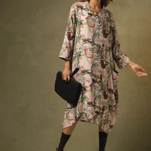 Hot One Hundred Stars Chinoiserie Pink Asymmetric Dress