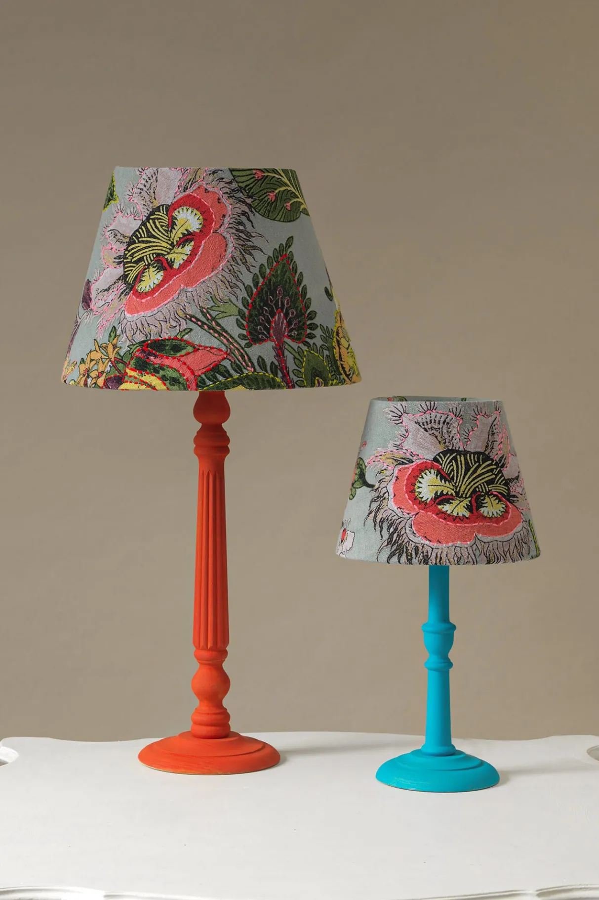 eccentric_blooms_putty__tapered_lampshade_0-1.webp Flash Sale One Hundred Stars Eccentric Blooms Putty 12" Tapered Lampshade