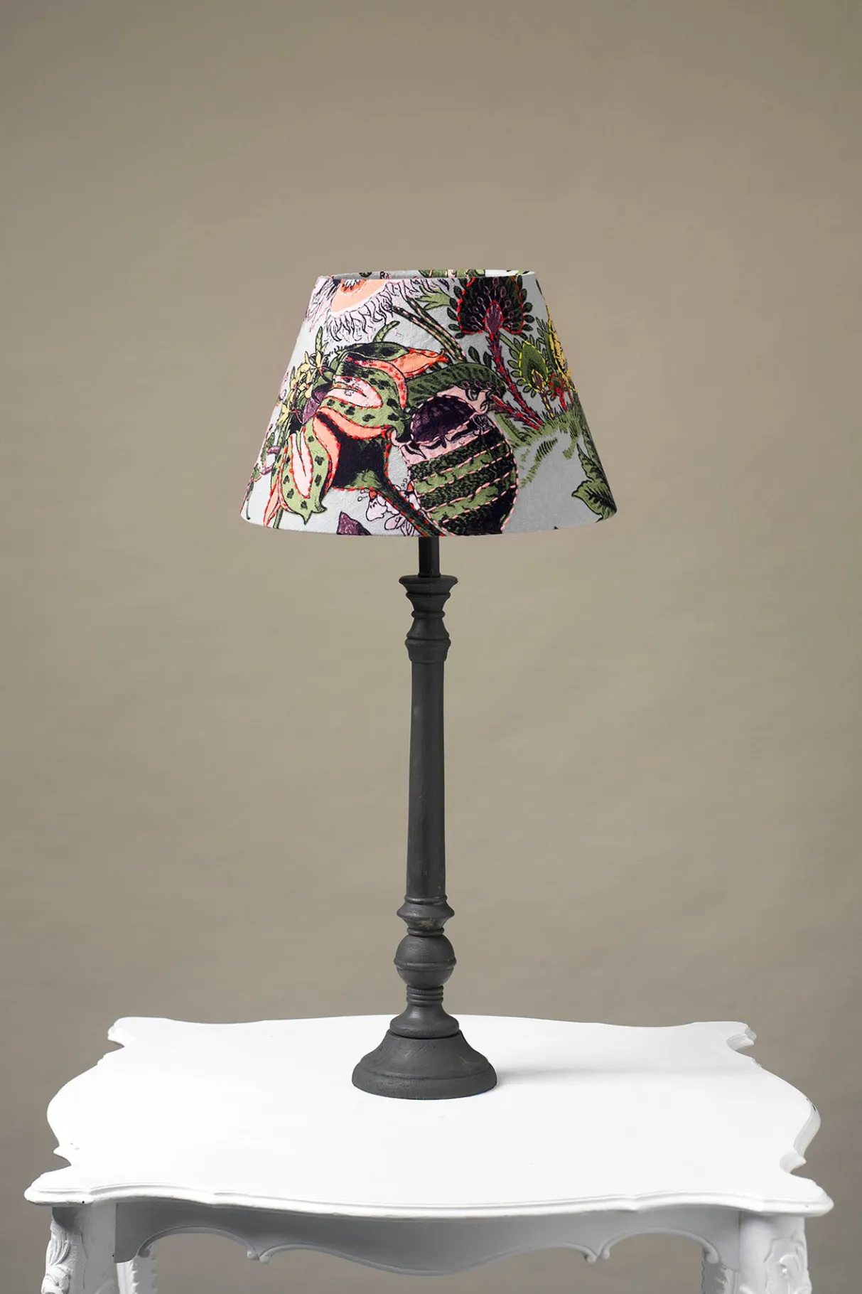 eccentric_blooms_putty__tapered_lampshade_0.webp Best Sale One Hundred Stars Eccentric Blooms Putty 14" Tapered Lampshade