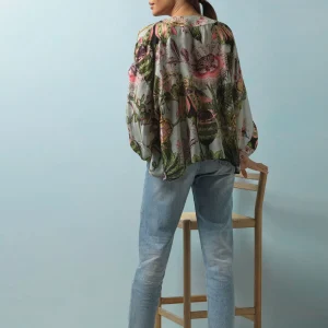 Cheap One Hundred Stars Eccentric Blooms Putty Kimono