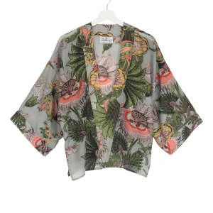 Cheap One Hundred Stars Eccentric Blooms Putty Kimono