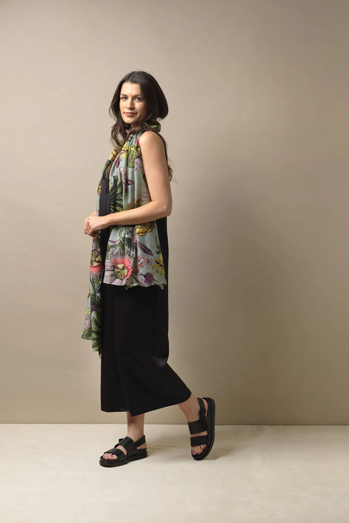 eccentric_blooms_putty_scarf_1.webp Outlet One Hundred Stars Eccentric Blooms Putty Scarf