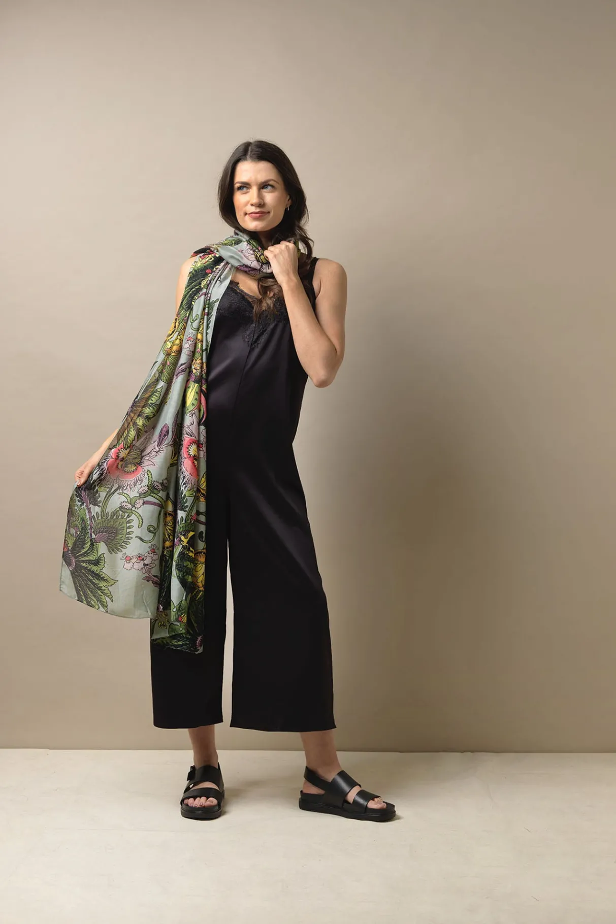 eccentric_blooms_putty_scarf_2.webp Outlet One Hundred Stars Eccentric Blooms Putty Scarf