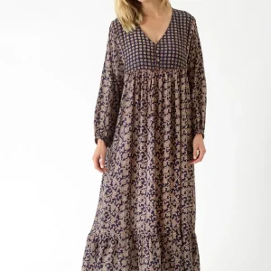 Cheap One Hundred Stars Floral Paisley Blue Boho Dress