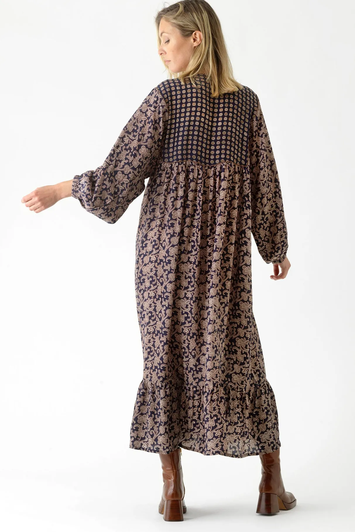 floral_paisley_blue_boho_dress_3.webp Cheap One Hundred Stars Floral Paisley Blue Boho Dress