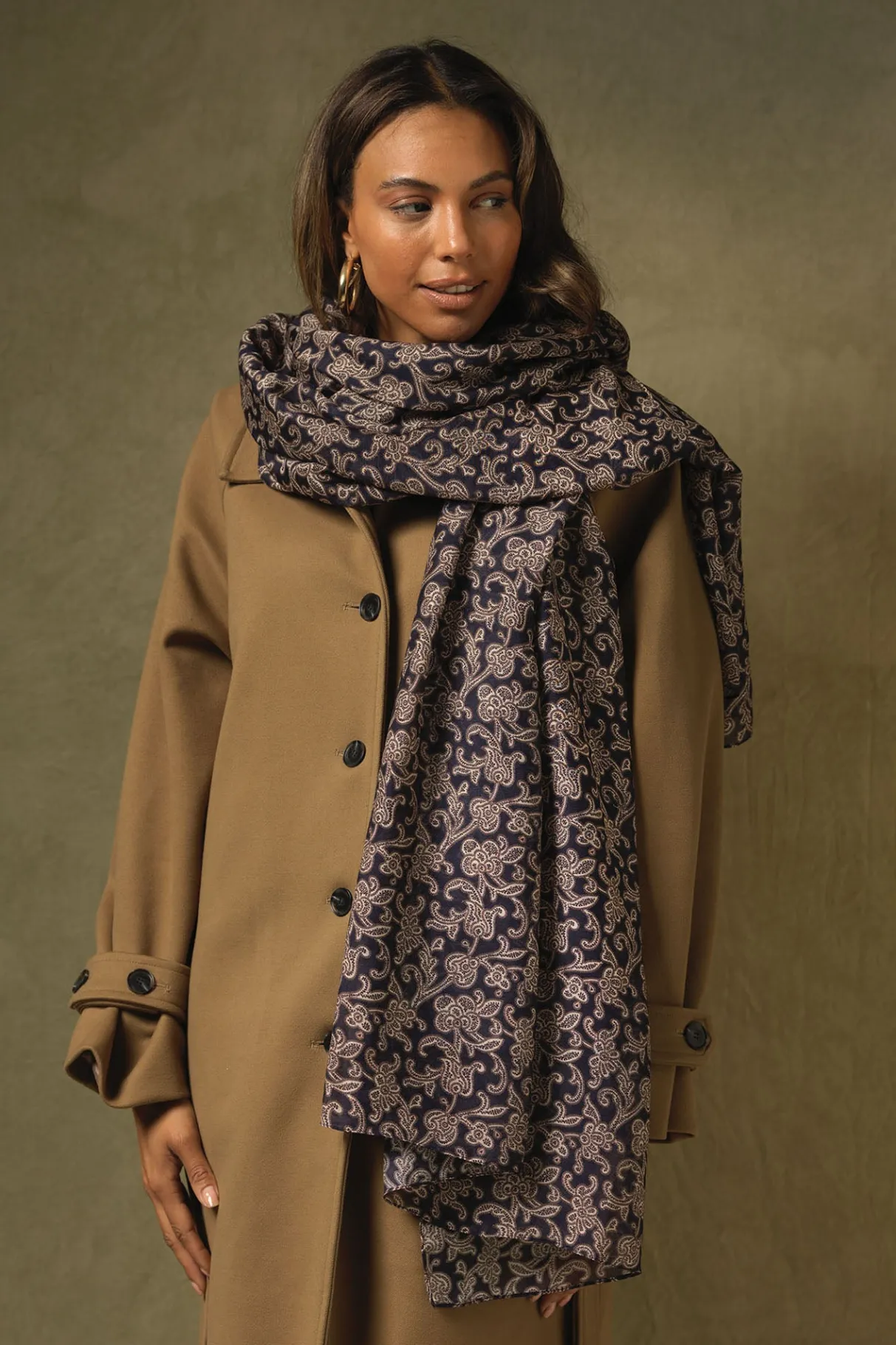 floral_paisley_blue_scarf_0.webp Discount One Hundred Stars Floral Paisley Blue Scarf