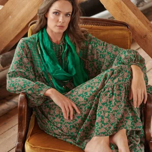 Outlet One Hundred Stars Floral Paisley Green Boho Dress