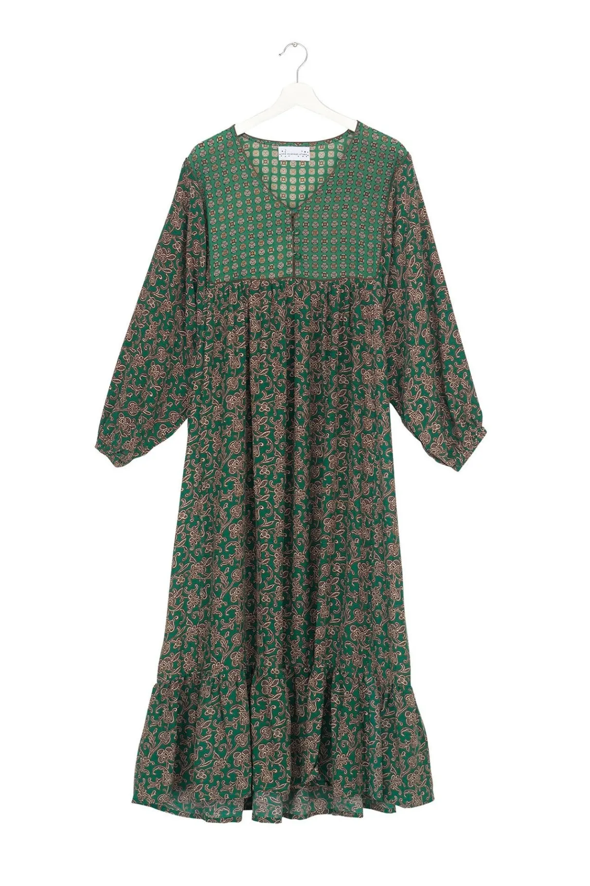floral_paisley_green_boho_dress_3.webp Outlet One Hundred Stars Floral Paisley Green Boho Dress