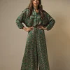 Store One Hundred Stars Floral Paisley Green Palazzo Pant