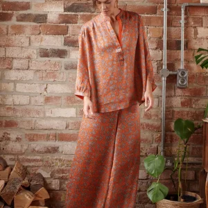 New One Hundred Stars Floral Paisley Orange Darcy Shirt
