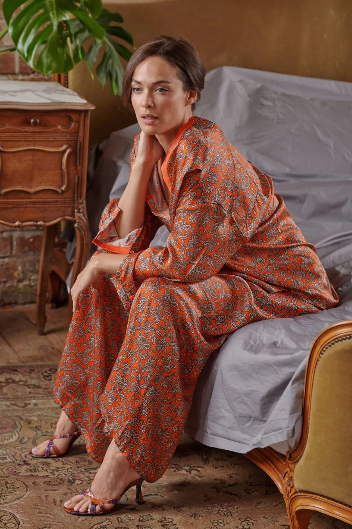 floral_paisley_orange_palazzo_pant_1.webp Shop One Hundred Stars Floral Paisley Orange Palazzo Pant
