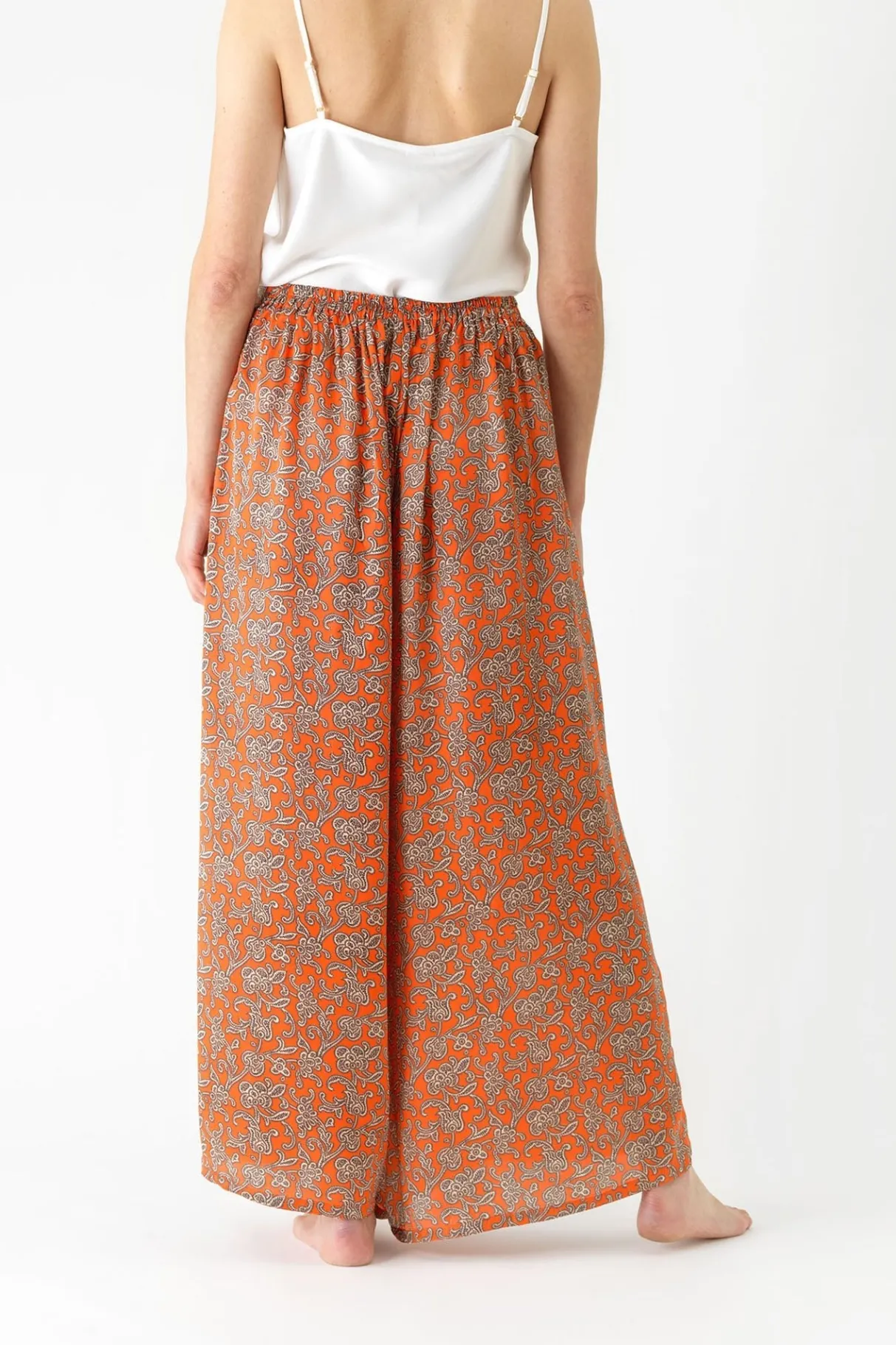 floral_paisley_orange_palazzo_pant_4.webp Shop One Hundred Stars Floral Paisley Orange Palazzo Pant
