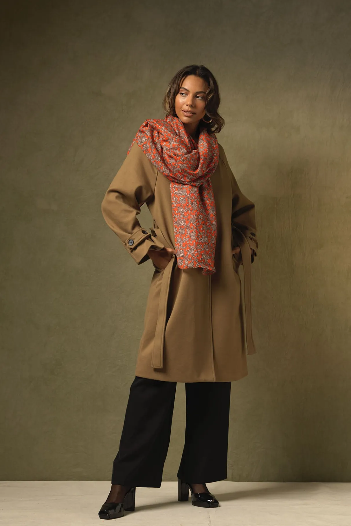 floral_paisley_orange_scarf_0.webp Sale One Hundred Stars Floral Paisley Orange Scarf