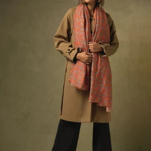Sale One Hundred Stars Floral Paisley Orange Scarf