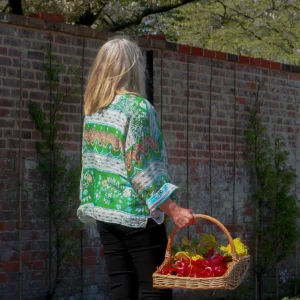 Cheap One Hundred Stars Folk Flowers Green Kimono