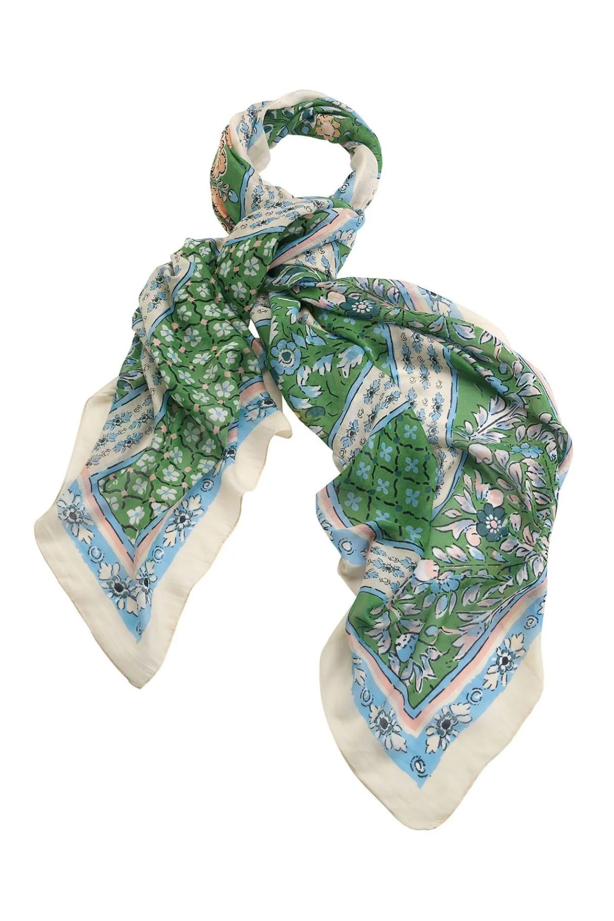 folk_flowers_green_scarf_1.webp Cheap One Hundred Stars Folk Flowers Green Scarf