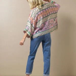 Shop One Hundred Stars Folk Flowers Pink Kimono