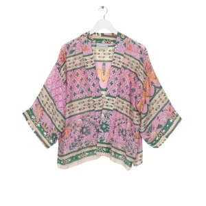 Shop One Hundred Stars Folk Flowers Pink Kimono