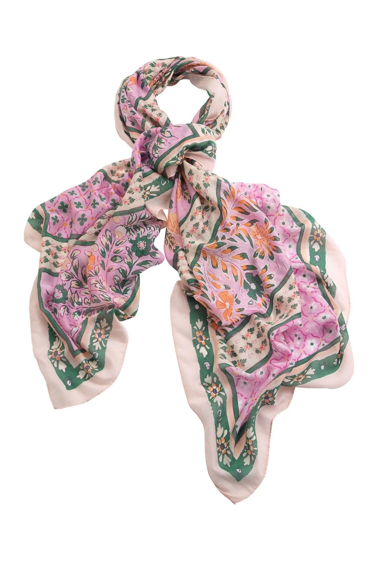 folk_flowers_pink_scarf_1.webp New One Hundred Stars Folk Flowers Pink Scarf