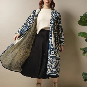 Outlet One Hundred Stars Jaipur Blue Velvet Duster Coat