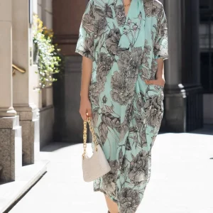 New One Hundred Stars Kew Etched Floral Aqua Rachel Dress