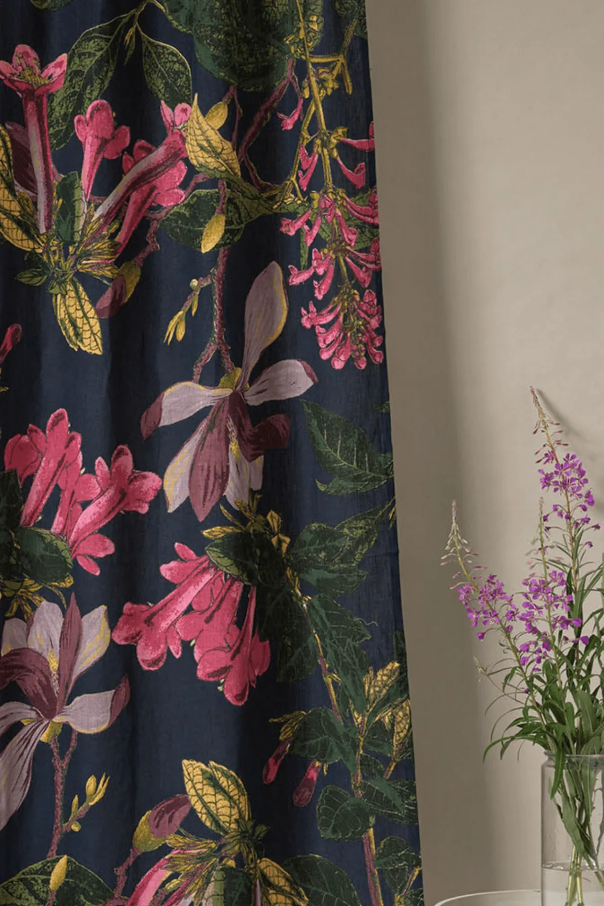 kew_magnolia_blue_linen_panel_1.webp Clearance One Hundred Stars Kew Magnolia Blue Linen Panel