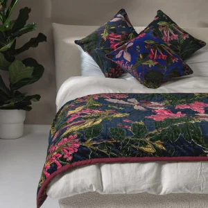 New One Hundred Stars Kew Magnolia Blue Velvet Throw