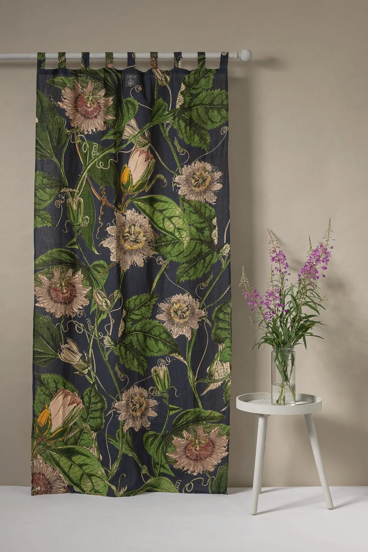 kew_passion_flower_grey_linen_panel_0.webp Cheap One Hundred Stars Kew Passion Flower Grey Linen Panel
