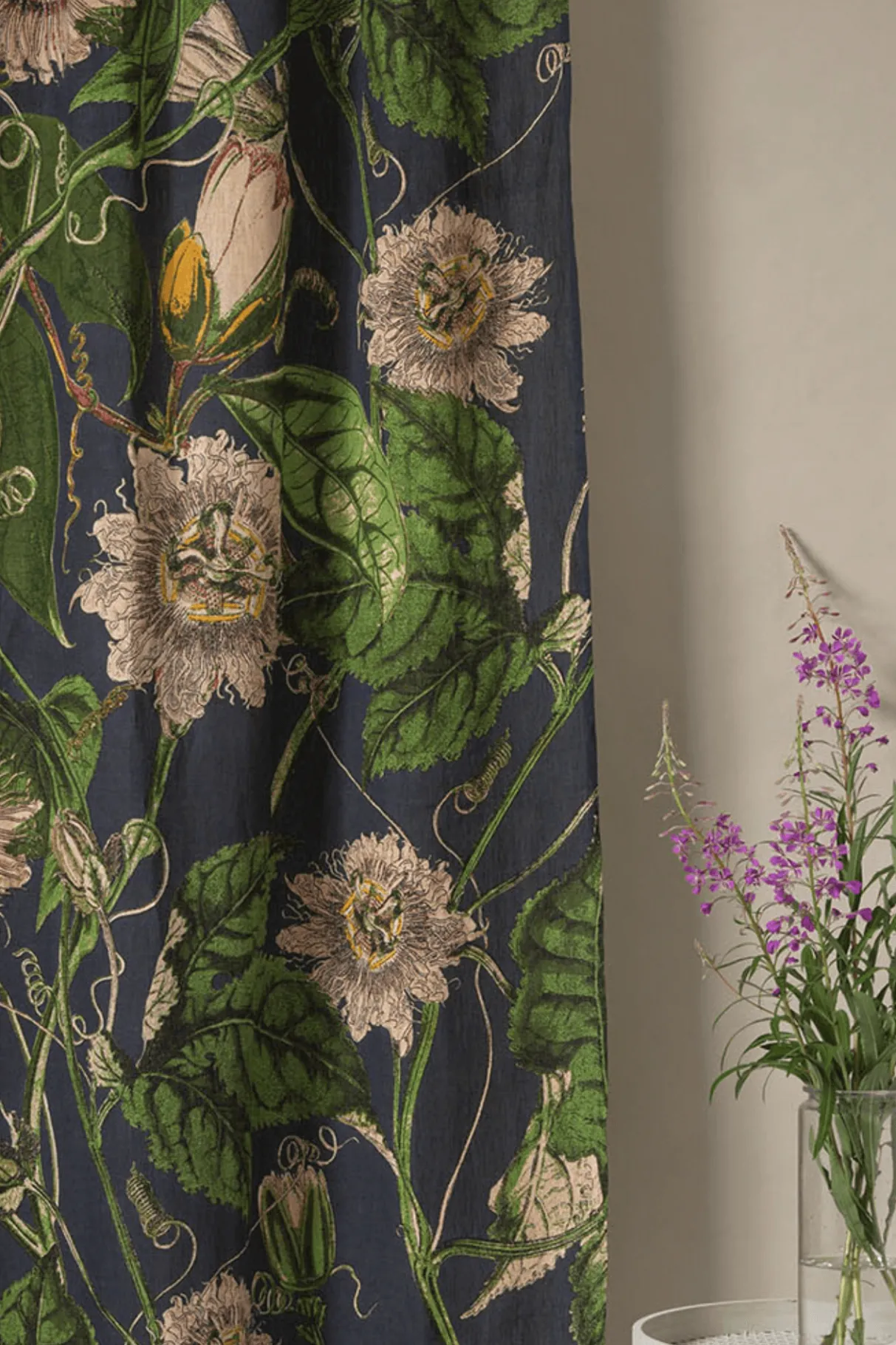 kew_passion_flower_grey_linen_panel_1.webp Cheap One Hundred Stars Kew Passion Flower Grey Linen Panel
