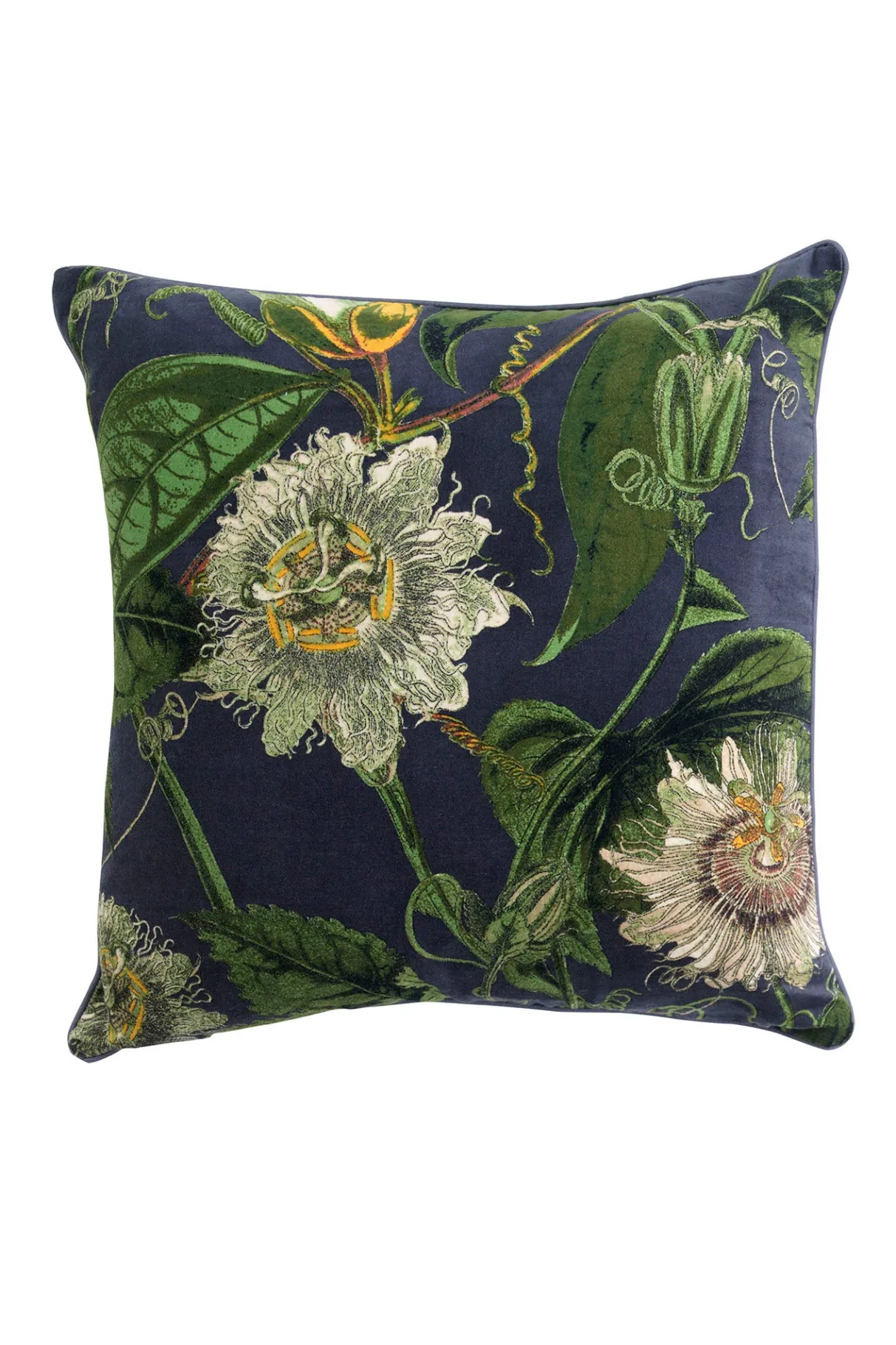 kew_passion_flower_grey_velvet_square_cushion_0.webp Sale One Hundred Stars Kew Passion Flower Grey Velvet Square Cushion