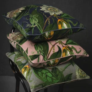 Shop One Hundred Stars Kew Passion Flower Stone Velvet Square Cushion