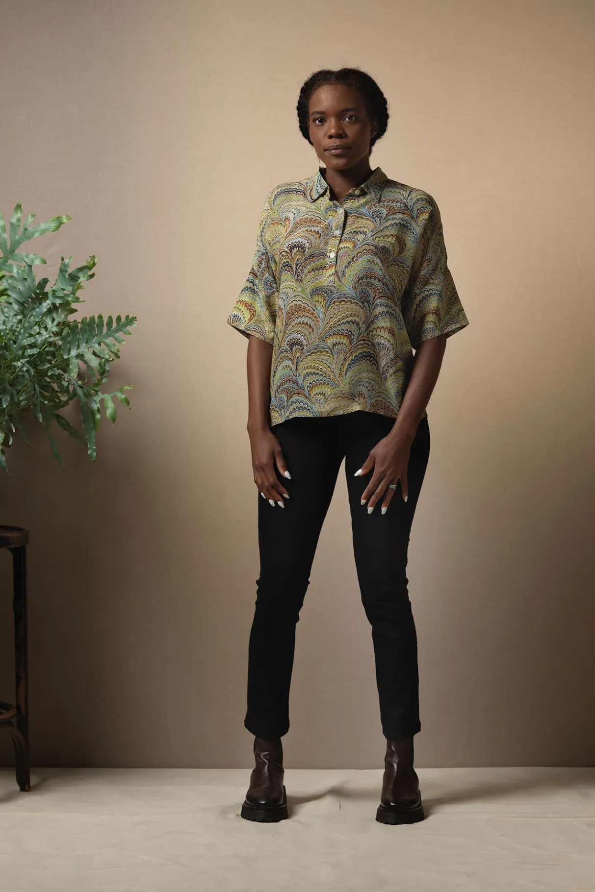 marbled_green_pippa_top_0.webp Best Sale One Hundred Stars Marbled Green Pippa Top