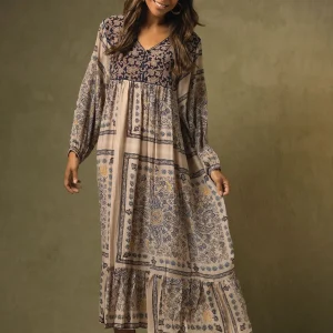 Flash Sale One Hundred Stars Mehndi Blue Boho Dress