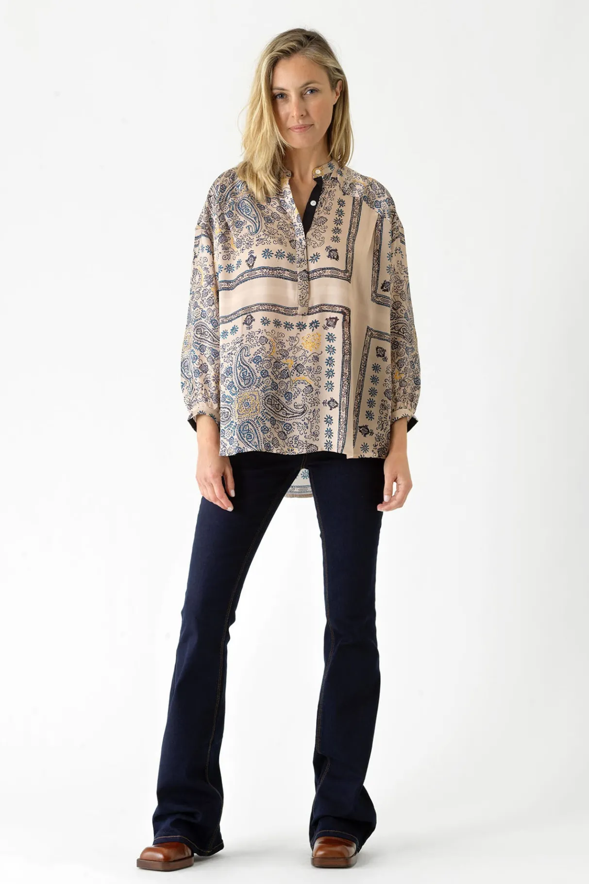 mehndi_blue_darcy_shirt_1.webp Flash Sale One Hundred Stars Mehndi Blue Darcy Shirt