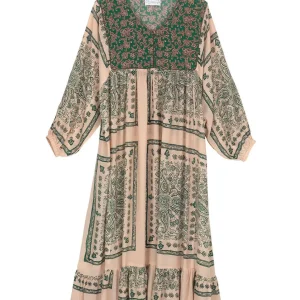 Store One Hundred Stars Mehndi Green Boho Dress