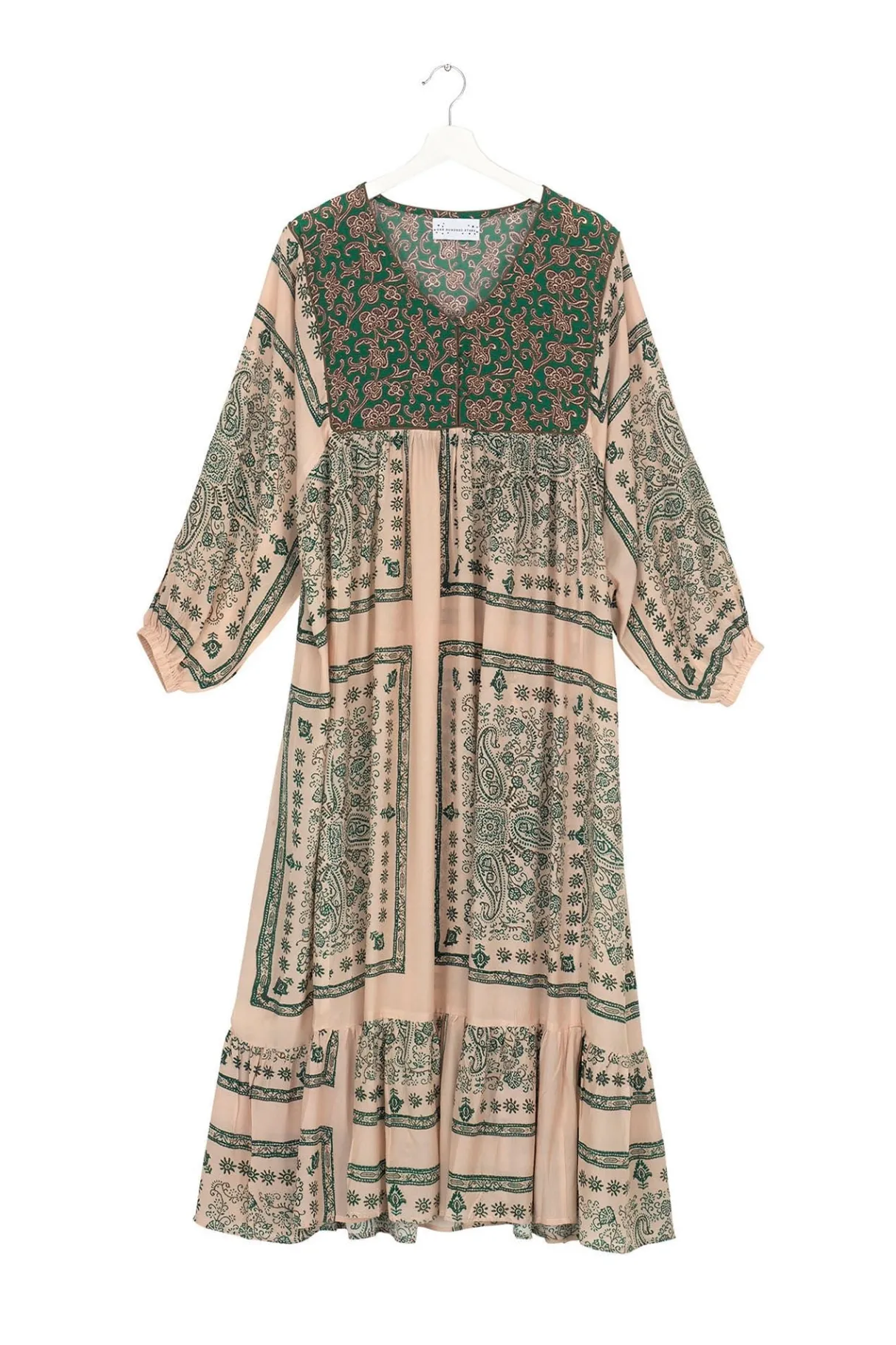 mehndi_green_boho_dress_2.webp Store One Hundred Stars Mehndi Green Boho Dress