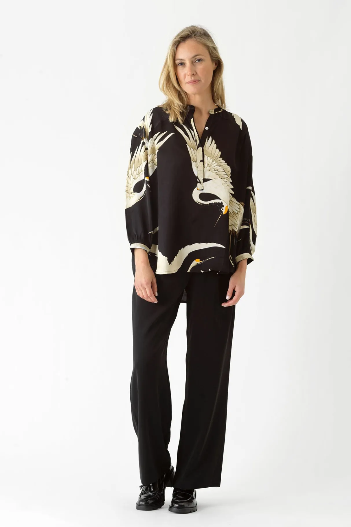 stork_black_darcy_shirt_0.webp Online One Hundred Stars Stork Black Darcy Shirt