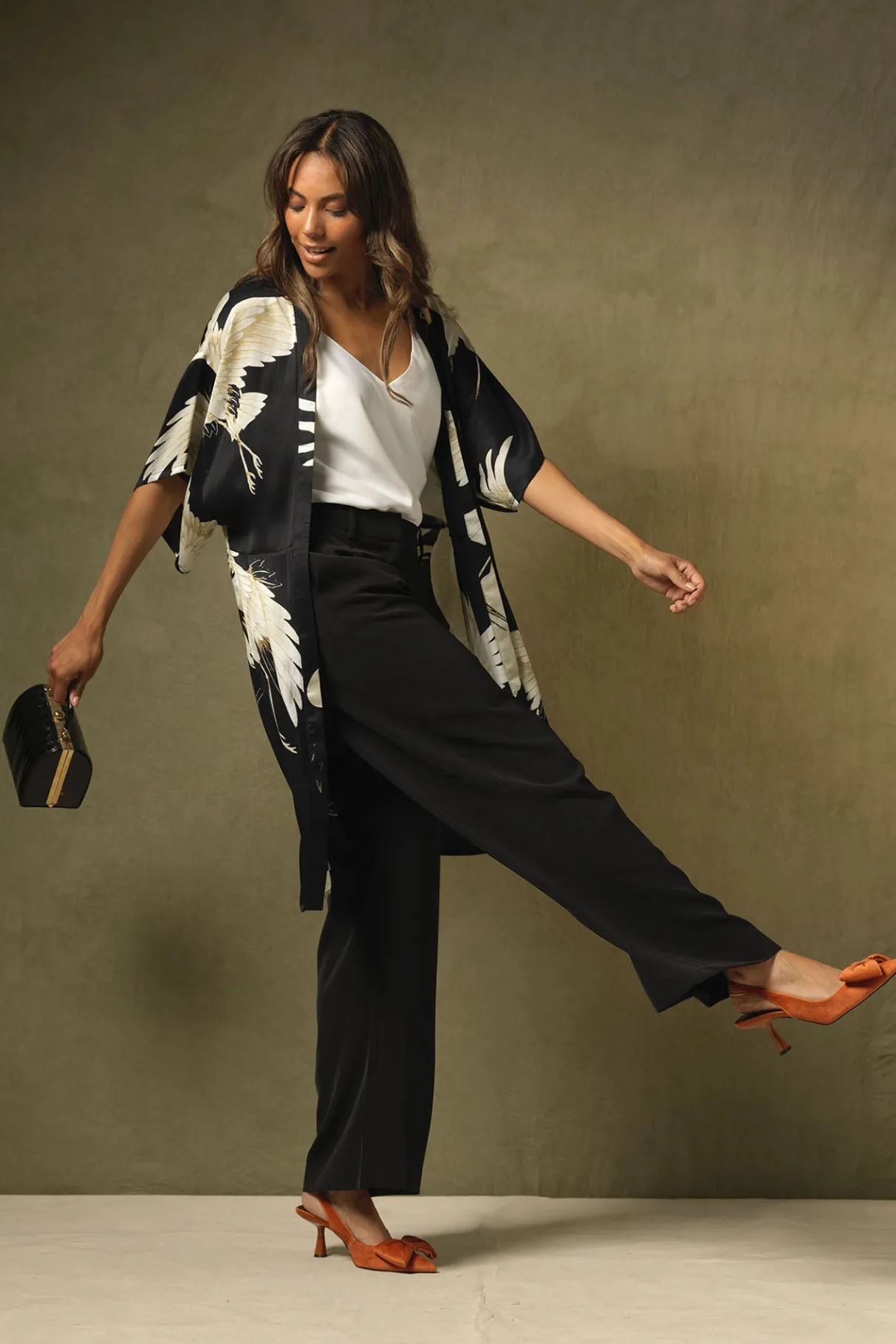 stork_black_midi_kimono_0.webp Discount One Hundred Stars Stork Black Midi Kimono