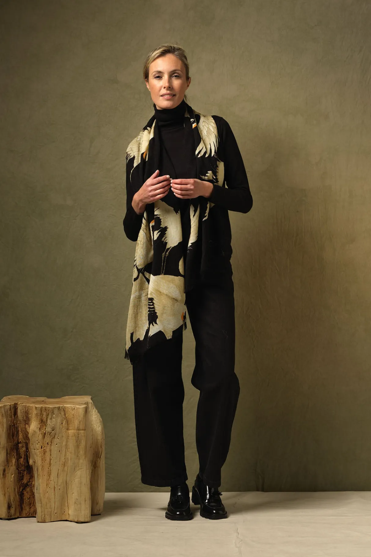 stork_black_wool_scarf_0-1.webp Cheap One Hundred Stars Stork Black Wool Scarf