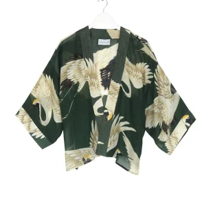 Outlet One Hundred Stars Stork Forest Green Kimono