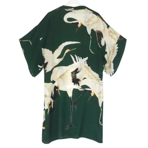 Cheap One Hundred Stars Stork Forest Green Midi Kimono
